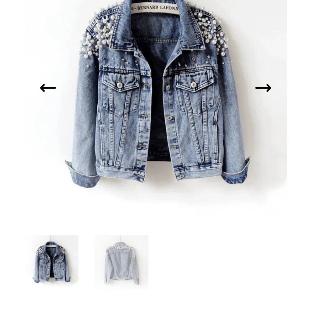 Pearl Embellished Denim Jacket - Picture 6 of 6
